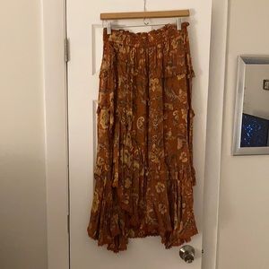 Spell & Gypsy Orange Floral Maxi Skirt